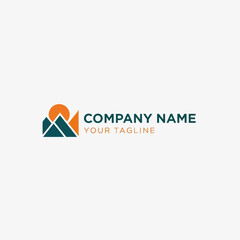 Company Logo Design Template with Mountains.