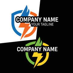 Lightning Bolt Logo Design Template Emblem.