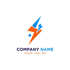 Stylized Lightning Bolt Logo Design Element.