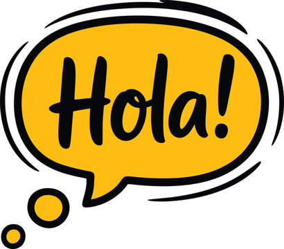 Speech bubble with the word hola in spanish
