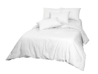 a bed template with white bedding, pillows and a blanket, insulated