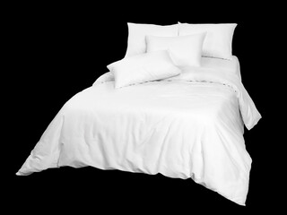 a bed template with white bedding, pillows and a blanket, insulated