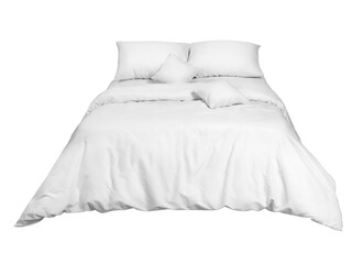 a bed template with white bedding, pillows and a blanket, insulated