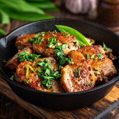 Fototapeta premium Schweinenacken mit Bärlauch-Marinade