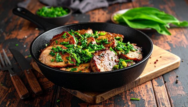 Schweinenacken mit B&auml;rlauch-Marinade