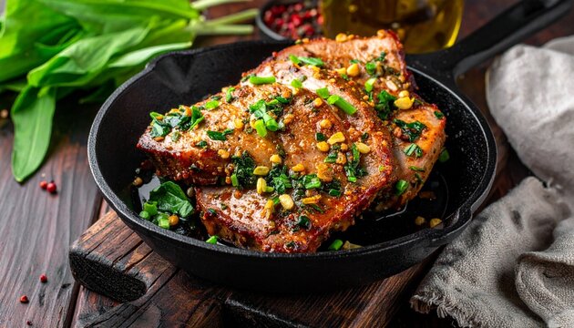 Schweinenacken mit B&auml;rlauch-Marinade