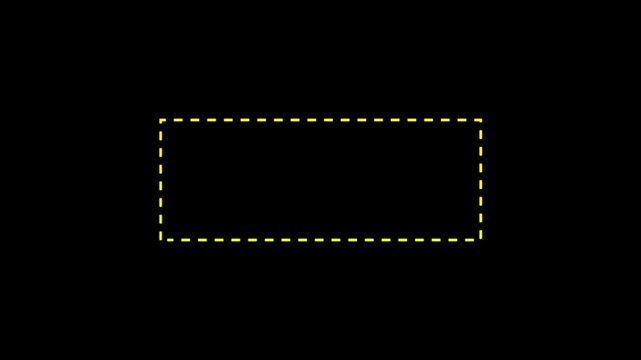 White dashed line bar frame border seamless loop animation with soft glow effect on black background. 4K animated frame border for text box template, title highlights, and lower third promo layouts