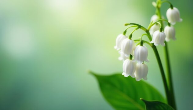 Elegant lily of the valley bouquet, pure white blossoms , white, white background
