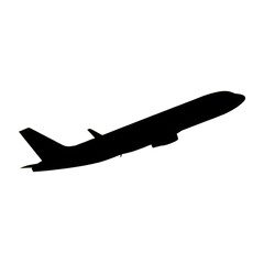 Black Silhouette of a Passenger Airplane Taking Off