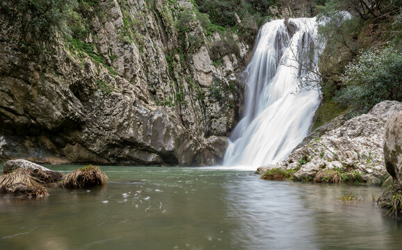 Masive Polylimnio Waterfalls after rain In Messinia of Greece