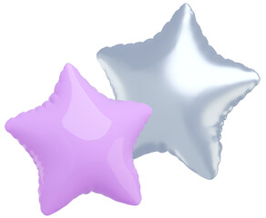 3D画像_星型の風船_紫