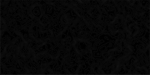 Seamless black and white Abstract Topographic Contour Lines Pattern On Black Background For Design. © SULTANA