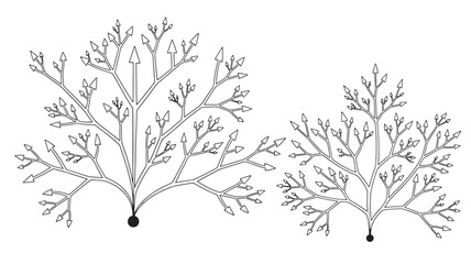 Obraz premium Abstract Branching Diagrams Representing Synergy and Cooperation Networks