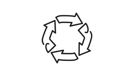 Circular Arrows Symbolizing Cycle, Process, and Teamwork in Simple Black Line Art