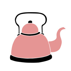 Decorative kitchen utensils, doodles of a colorful teapot. Vector graphics.