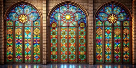 Obraz premium Vibrant Stained Glass Windows with Intricate Floral Patterns