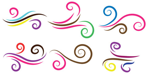 Fototapeta premium Vibrant abstract colorful swirling lines and flowing decorative elements creating dynamic graphic design vectors