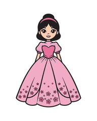 Fototapeta premium Beautiful Princess Character Wearing a Flowing Pink Floral Gown
