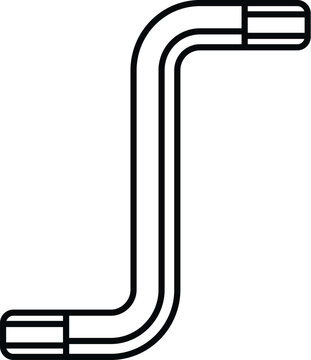 S shaped hex key wrench tool line art icon
