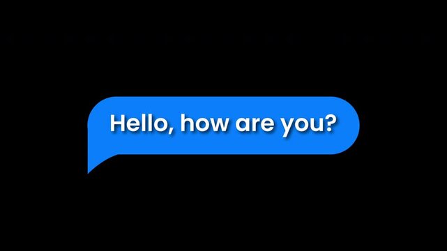 Modern pop up chat message bubbles overlay with typing text animation 4K UHD