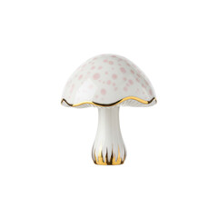 Elegant Porcelain Mushroom Figurine with Spotted Cap and Gold Details