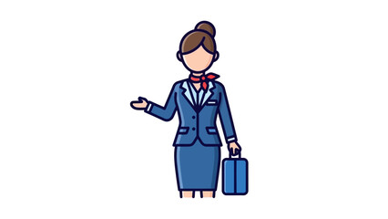 Obraz premium Businesswoman in blue suit holding briefcase.
