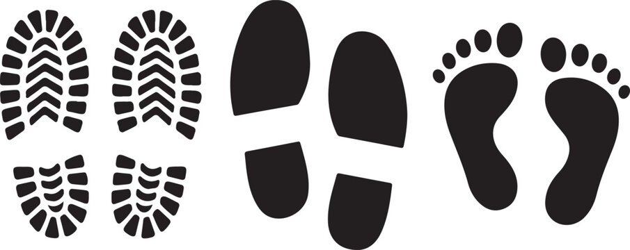 Human footprints icon set.