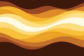 Abstract flat background featuring flowing wave shapes in warm yellow and brown tones. Suitable for creative designs, posters, branding, and modern graphic projects.