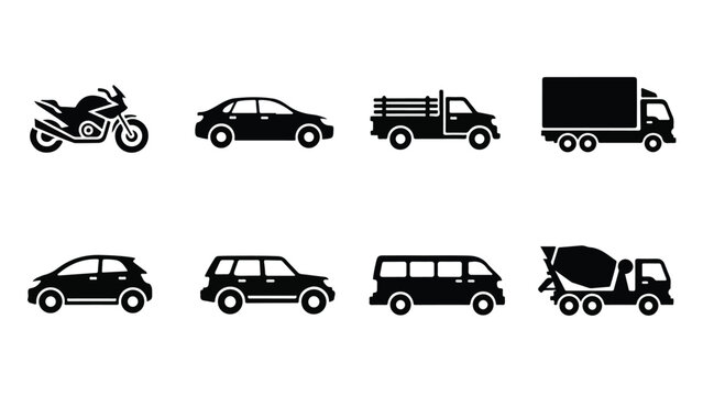 Transportation icons set flat design vector illustration - Flat Design Icon. line icon set - Icon vector - Blue icon vector. Clipart. Icon collection - Line and glyph solid icon and logo template