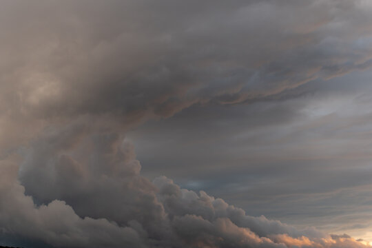 Cumulus and stratus clouds form during evening time