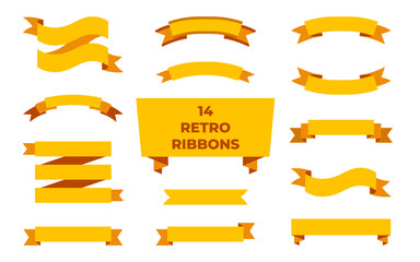 Obraz premium ribbon labels banners set flat isolated on white background