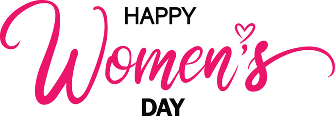 Happy Women’s Day hand lettering typography with elegant pink script design © md