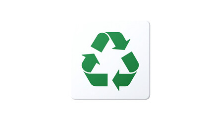 Obraz premium Recycle symbol on white background, isolated for reuse and environmental awareness, simple and clean design