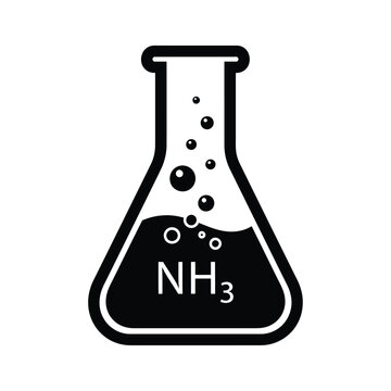Vector illustration icon black and white illustration of an erlenmeyer flask containing ammonia