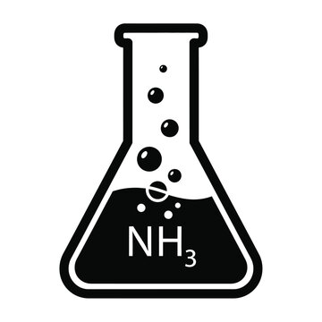 Vector illustration icon erlenmeyer flask with ammonia nh3 chemical formula
