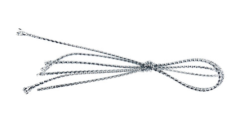 Silver rope isolated on white background.