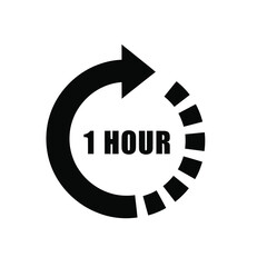 Vector illustration icon black circular arrow icon with one hour timer