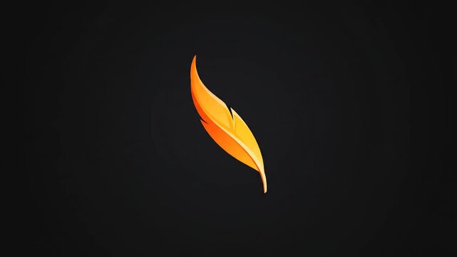 Abstract illustration of a stylized orange feather on a dark background
