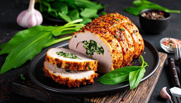 Schweiner&uuml;cken gef&uuml;llt mit B&auml;rlauch