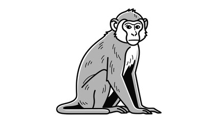 A monkey sits calmly in a natural setting, looking directly ahead. © STOCK MANIA