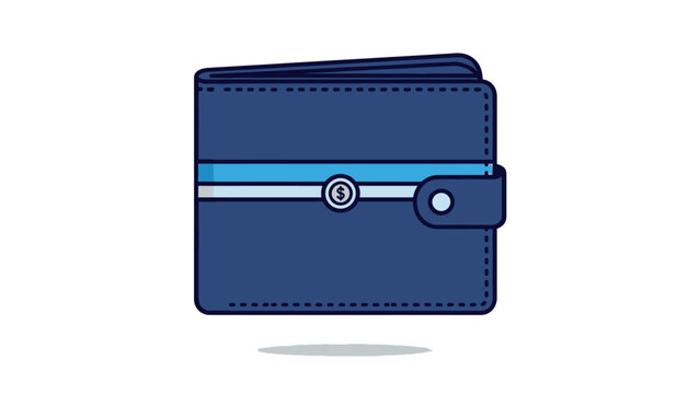 A blue leather wallet with a button and strap on a white background 1 (33).ai