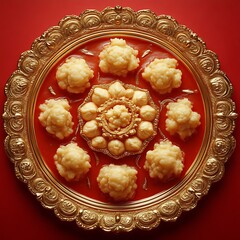 Ornate platter of golden dessert