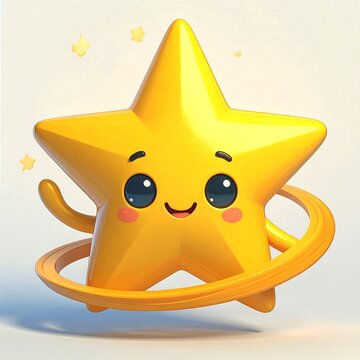 Cute, cartoon star in orbit