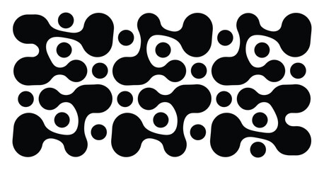 Fototapeta premium Abstract Black and White Organic Blob and Circle Pattern Background
