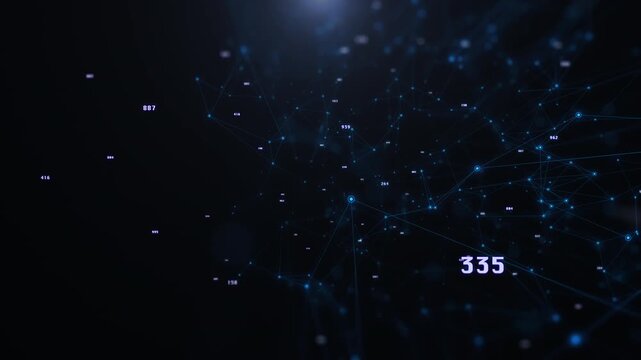 Futuristic Digital Binary Number Hi Technology Structure Big Data Scanning. 4K Encoder UI Element Security Code Flowing Cyberspace Background.