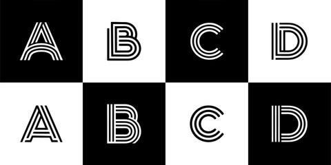 Icon Set Vector of 8 Elegant Striped Letters A B C D Logo © Ghaghah24