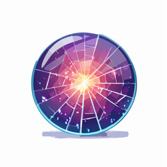 Obraz premium Abstract illustration of a shattered crystal sphere revealing a powerful cosmic energy core, symbolizing disruption and transformation
