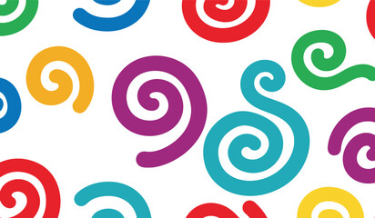 Fototapeta premium Abstract background with bold, colorful swirls and spirals on white, a dynamic and playful pattern for creative concepts and children's art