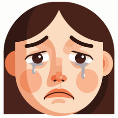 A young woman cries with tears streaming down her face, a sorrowful illustration of emotional distress and sadness.