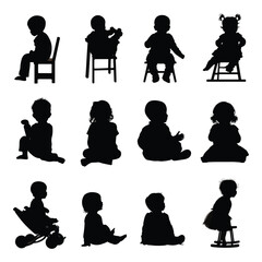 vector silhouettes of children